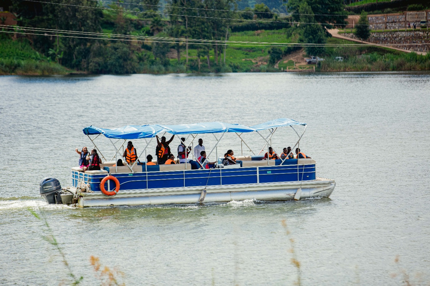 Motor boat tour on Uganda lake